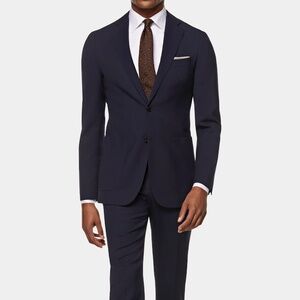 Suitsupply Navy Tailored Fit Havana Stretch Wool Traveler Suit (Size 48)